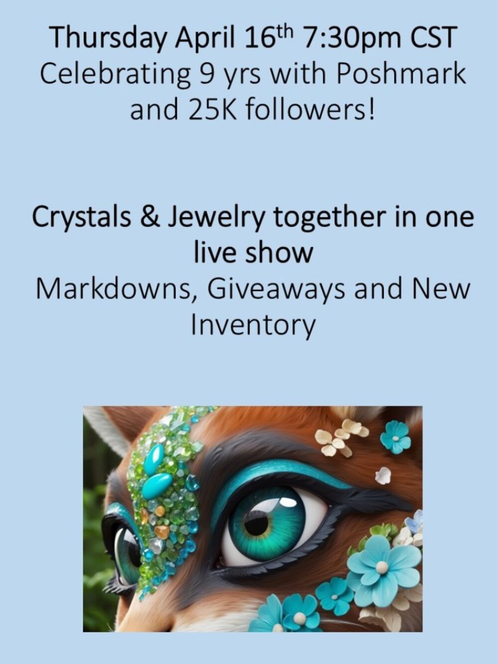 Live show - Celebrating 9 yrs with Poshmark & 25K followers - Crystals & Jewelry